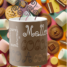 Arte de la tipografía de chocolate caliente de mal