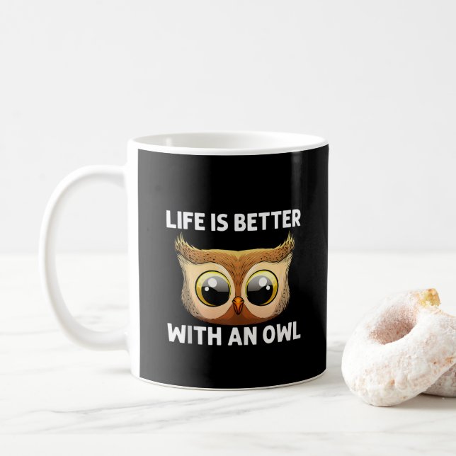 Taza De Café Arte De Lechuza De Guay Para Hombres Mujeres Noctu (Con donut)