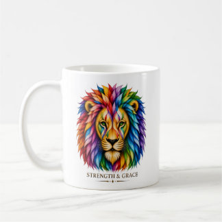 Taza De Café Arte de León Abstracto Fuerza e Inspiración y Grac