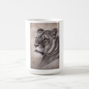 Taza De Café Arte de leona dibujada a mano