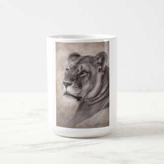 Taza De Café Arte de leona dibujada a mano