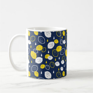 Taza De Café Arte de limón azul de la marina - Diseño de cítric