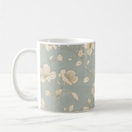 Taza De Café Arte de línea botánico elegante vintage