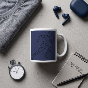 Taza De Café Arte de Línea Continua Corredora de Velocidad