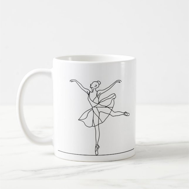 Taza De Café Arte de línea de bailarina de ballet (Izquierda)