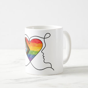 Taza De Café Arte de línea de corazón orgullo progreso
