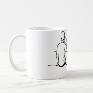 Taza De Café Arte de línea de momento de puesta de sol minimali