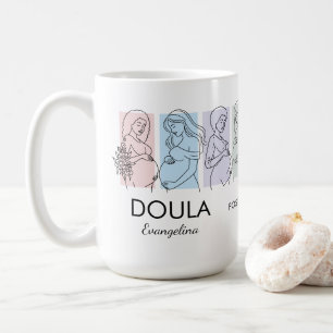 Taza De Café Arte de Línea de Pastel Personalizado DOULA