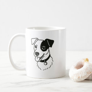 Taza De Café Arte de línea de perro minimalista lindo