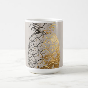 Taza De Café Arte de línea de piña dorada