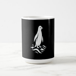 Taza De Café Arte de línea de pingüino minimalista Ola de invie