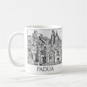 Taza De Café Arte de línea del paisaje urbano medieval minimali