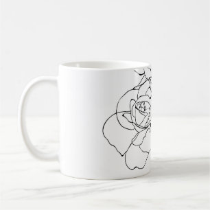 Taza De Café Arte de línea floral: Mujer mínima.
