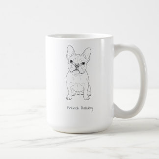 Taza De Café Arte de línea minimalista de Bulldog Francés - Par
