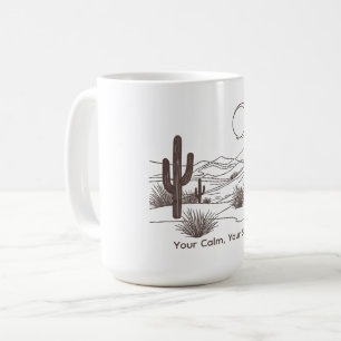 Taza De Café Arte de línea minimalista del desierto – Tierras m