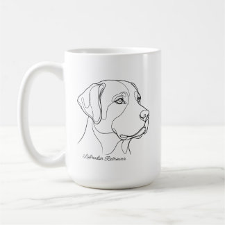 Taza De Café Arte de Línea Minimalista Monocromo de Labrador Re