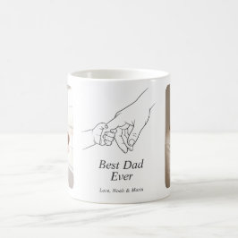 Taza De Café Arte de línea minimalista negra del mejor papá del