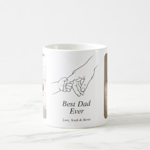 Taza De Café Arte de línea minimalista negra del mejor papá del