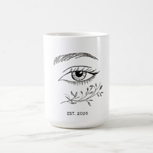 Taza De Café Arte de línea minimalista ojo y hoja botánica esté