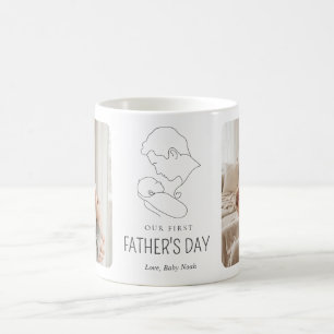 Taza De Café Arte de Línea Minimalista Primer Día del Padre Fot