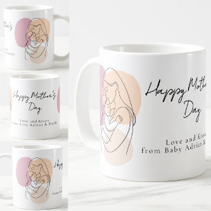 Taza De Café Arte de línea moderna minimalista Mamá y bebé Día