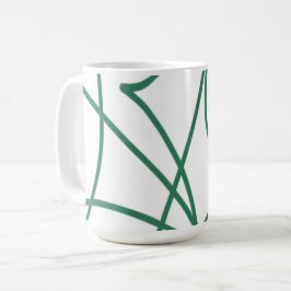 Taza De Café Arte de línea moderna: verde sobre blanco