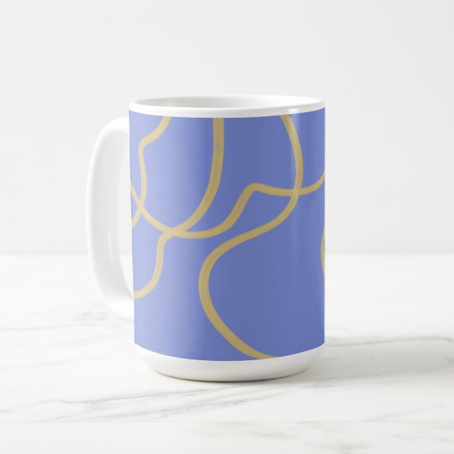 Taza De Café Arte de línea: Oro en azul (Anverso izquierdo)