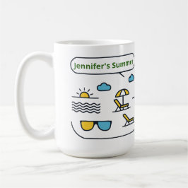 Taza De Café Arte de línea personalizada de verano amarillo sol