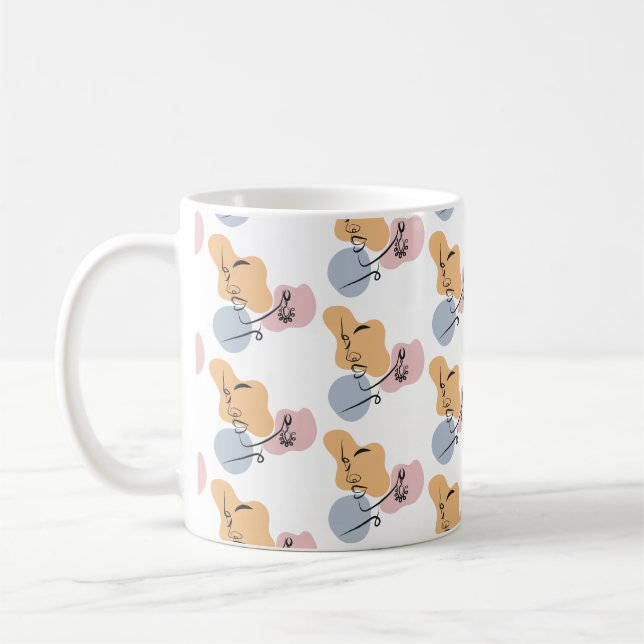Taza De Café arte de líneas de mujeres hermosas (Izquierda)