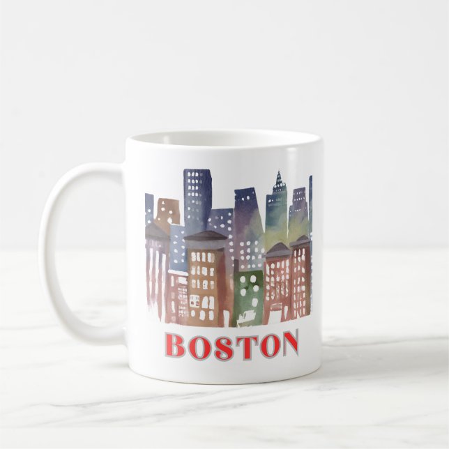Taza De Café Arte de los lienzos en el Skyline de Boston: monum (Izquierda)