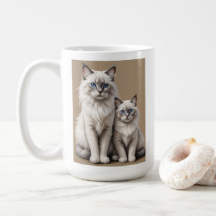 Taza De Café Arte de Madre y Gatito Kitten Ragdoll