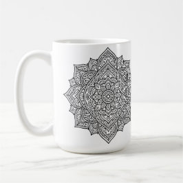 Taza De Café Arte de Mandala de Línea Negra Intrincada