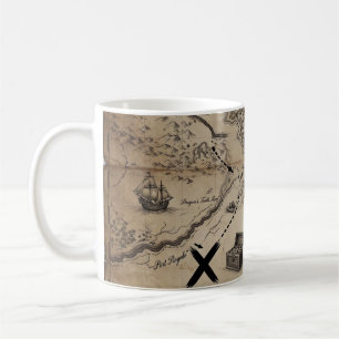 Taza De Café Arte de Mapa Modernista Minimalista - Póster Vecto