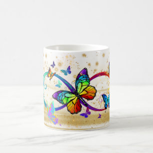 Taza De Café Arte de mariposa colorida con ala vibrante natural