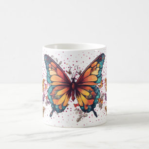 Taza De Café Arte de mariposa colorida con naturaleza de ala vi