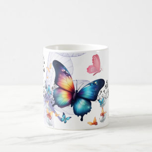 Taza De Café Arte de mariposa colorida con naturaleza de ala vi