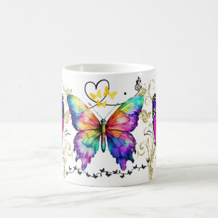 Taza De Café Arte de mariposa colorida con naturaleza de ala vi