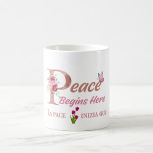 Taza De Café Arte de mariposa de paz inspiradora