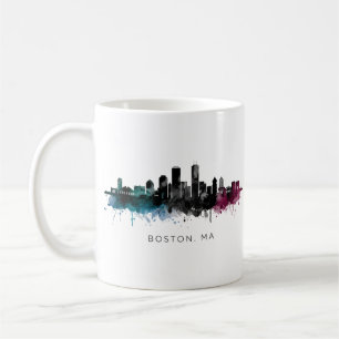 Taza De Café Arte de Massachusetts Acuarela del horizonte de