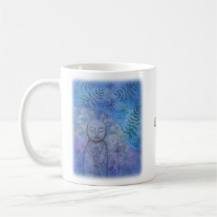 Taza De Café Arte de Mediación Jizo Azul y Púrpura Nombre Perso
