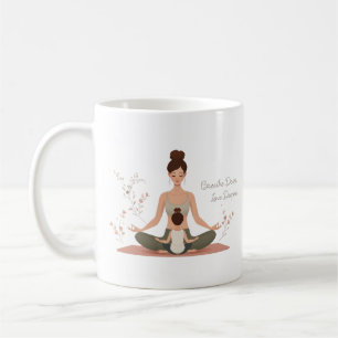 Taza De Café Arte de Meditación Yoga Madre Hijo