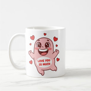 Taza De Café Arte de Monstruo Rosa Lindo Te Ama Mucho