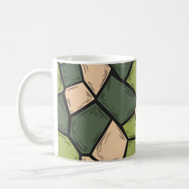 Taza De Café Arte de mosaico orgánico en tonos verdes y beiges