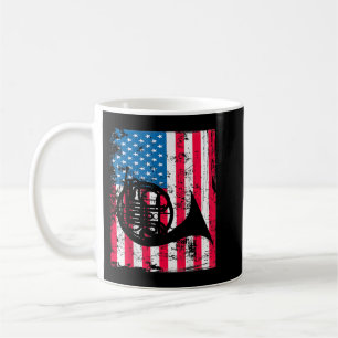 Taza De Café Arte de música retro del Cuerno francés vintage de