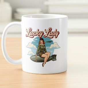 Taza De Café Arte de Nariz de la Bombardera de la Suerte de la 