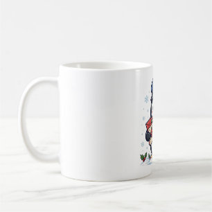 Taza De Café Arte de Navidad de cartero pingüino