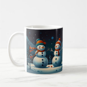 Taza De Café Arte de Navidades de Snowman caprichoso