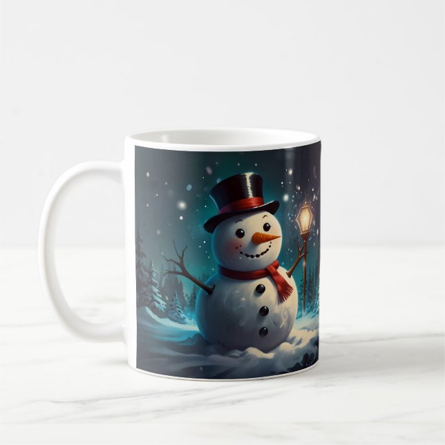 Taza De Café Arte de Navidades de Snowman caprichoso (Izquierda)