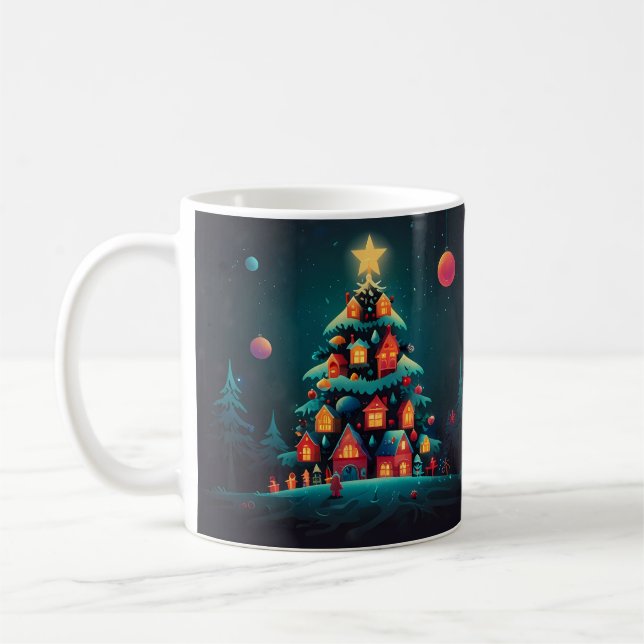 Taza De Café Arte de Navidades de Snowman caprichoso (Izquierda)