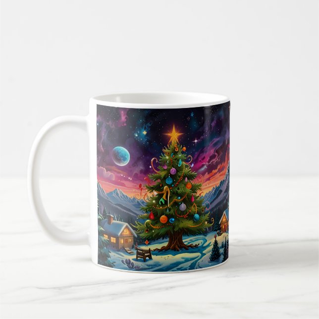 Taza De Café Arte de Navidades de Snowman caprichoso (Izquierda)